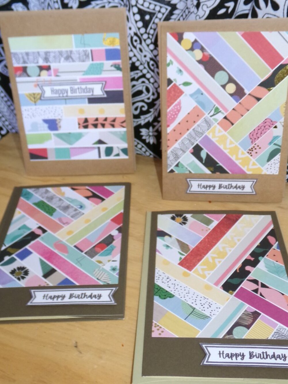 Set of 5 Handmade Scrappy Birthday Cards NWT